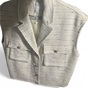 VILA Cream Tweed Vest